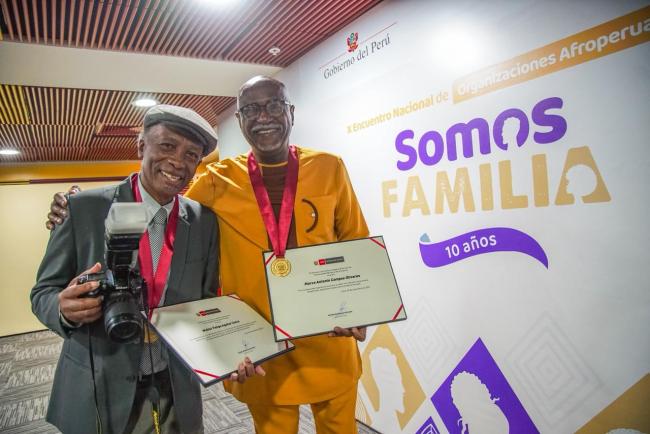 Ministerio de Cultura otorga el reconocimiento de Personalidad Meritoria de la Cultura a Marco Campos y Walter Aguilar, destacados exponentes de la cultura afroperuana
